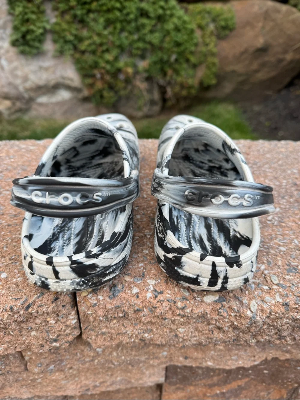Crocs Classic Clogs Black White Marble Tie Dye Youth J4